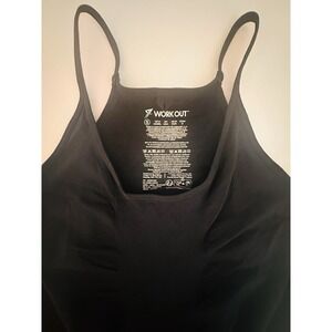 WORK OUT Black Square Neck Spaghetti Strap Stretch Jumpsuit Womens Size S